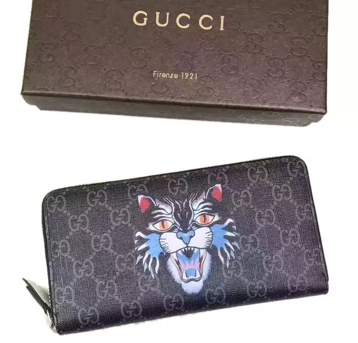 portefeuille gucci homme low price angry cat print gg supreme zip around 19.5 long10-2.5cm